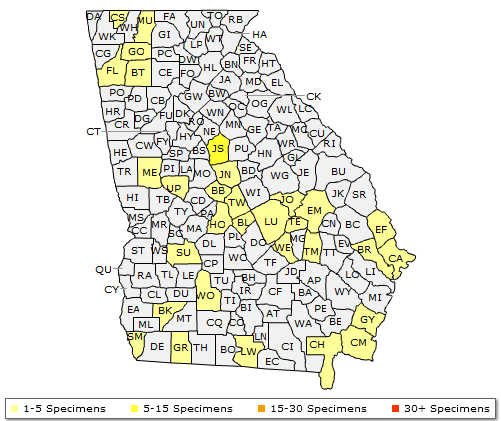 The range of Crataegus marshallii